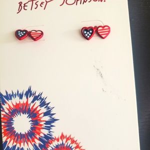 Betsey Johnson USA heart studs